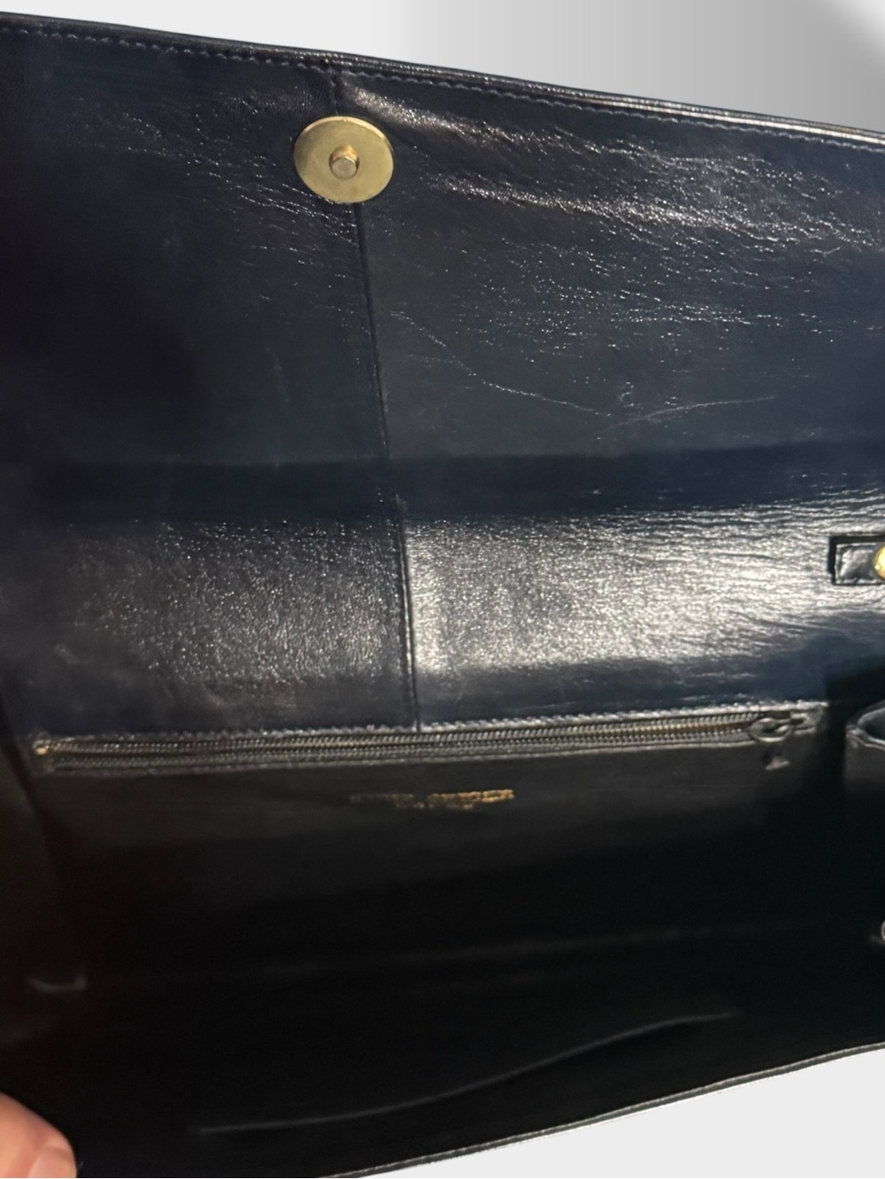 Kurt Geiger 🪢VTG 80’s Italian Made Black Leather Crossbody & Clutch - Picture 8 of 9